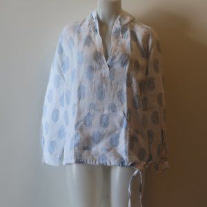 Shade White & Blue Paisley Hooded Blouse Sz XS/S*